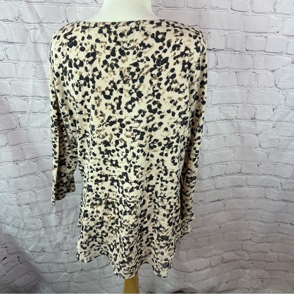 simply vera vera wang leopard print blouse sheer layered peplum waist sz XL - Picture 3 of 10